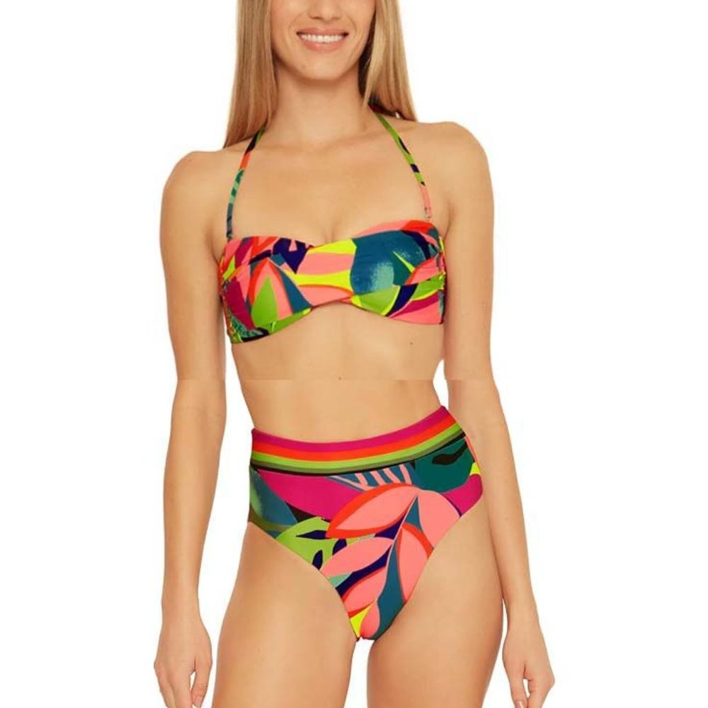 NWT Trina Turk Rainforest Bandeau Bikini Swim Top i& High Waist Bottom Set 6